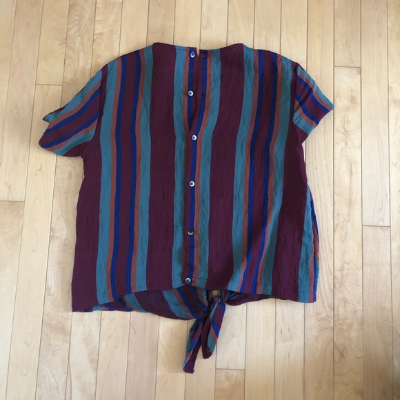 🌶🌶Madewell Button-Back Tie Tee In Rosalinda Stripe - Picture 5 of 6